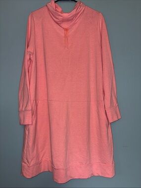 16 ACTIVE ZONE Baby Pink long-sleeve cowl neck Sweatshirt Dress - EUC- AS IS